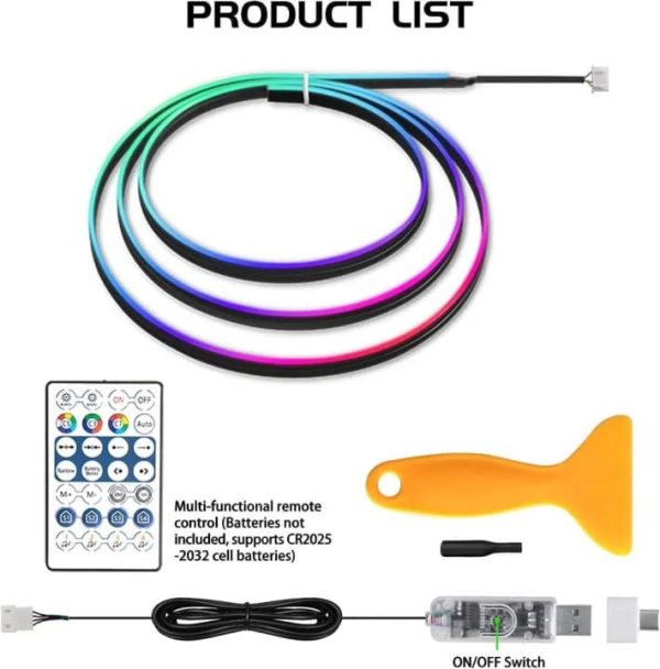 LED Car Interior Light – USB RGB Neon Strip with App Control