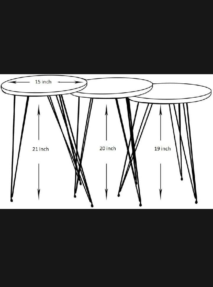 High Gloss Round Nesting Coffee Tables with Metal Legs – Living Room & Bedroom Side Tables