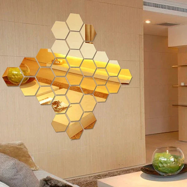 ACRYLIC HEXAGON WALL DECOR MIRROR