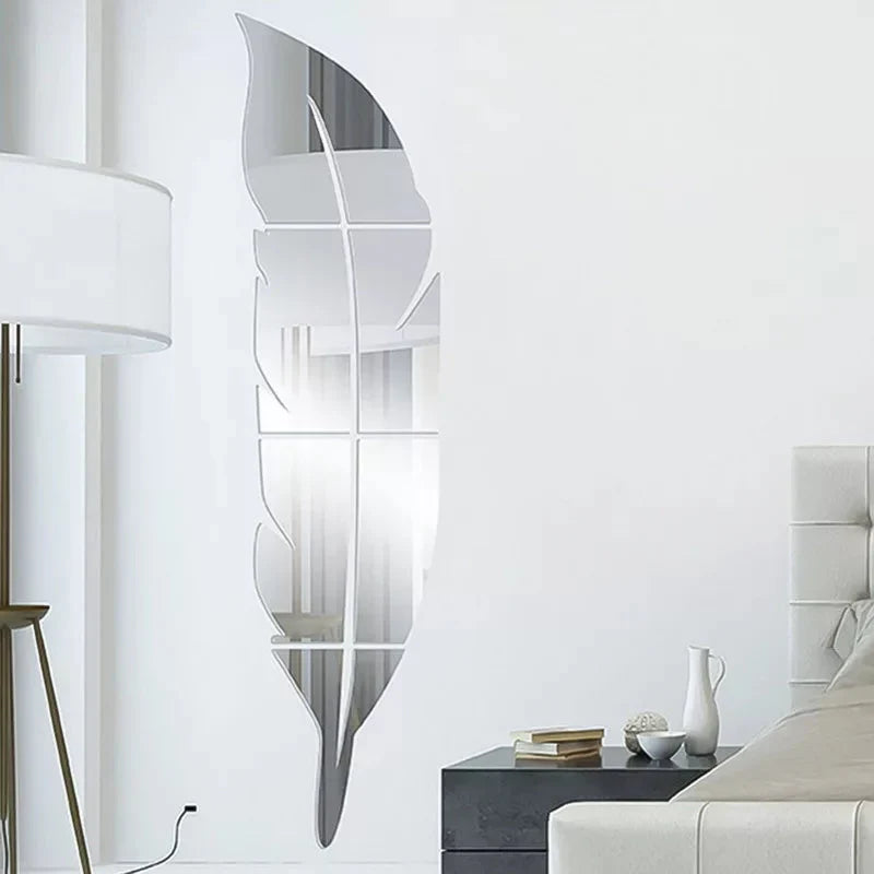 SILVER ACRYLIC LEAF MIRROR