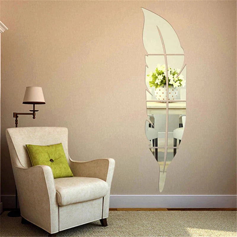 SILVER ACRYLIC LEAF MIRROR