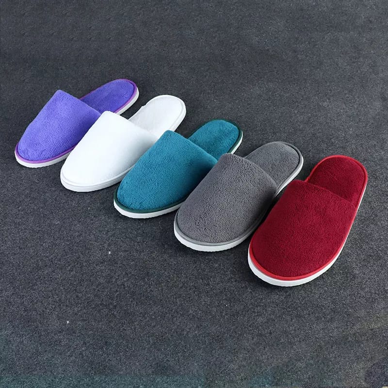 Warm Spa Slippers - Closed Toe Non Slip Disposable Hotel Slippers | Thick Soft Cotton Reusable House Slippers for Women Men | Ideal for Guests, Bathroom, Bedroom, Travel, Home Indoor