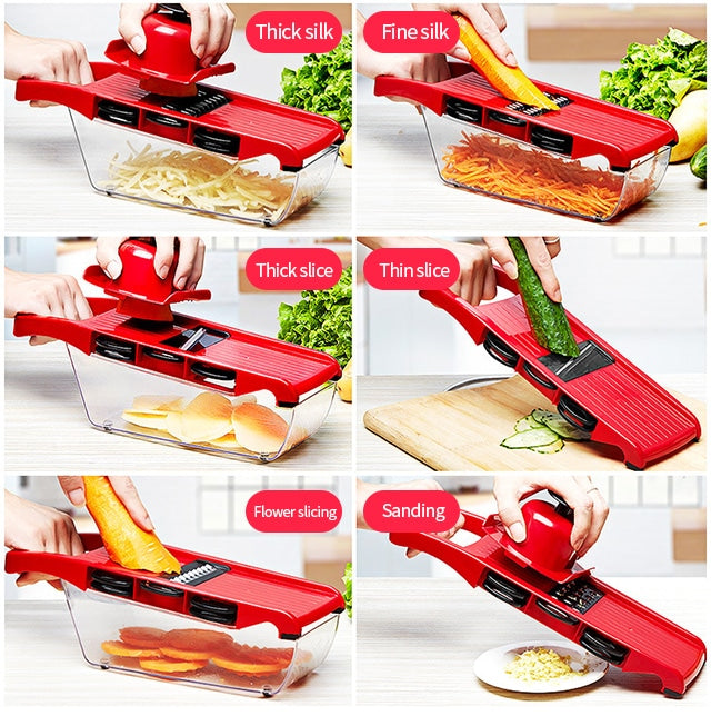 10 in 1 Mandoline Vegetable Cutter with Box - Versatile Potato, Tomato, and Onion Slicer