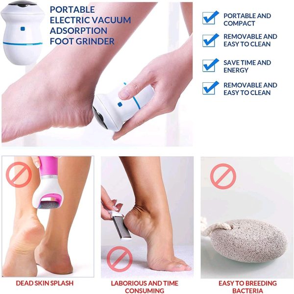 Professional Electric Foot Callus Remover - Portable Foot Grinder & Vacuum Pedicure Tool for Cracked Heels and Dead Skin