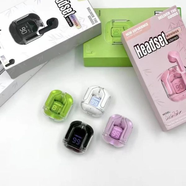 Air31 Earbuds Wireless Crystal Transparent Body – With Silicone Pouch