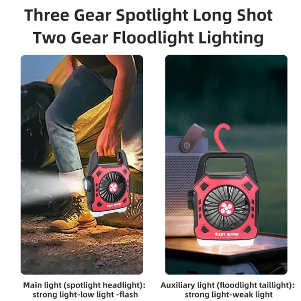 Versatile Camping Lights with Mini Electric Fan, Rechargeable Flashlight, and Emergency Power Bank